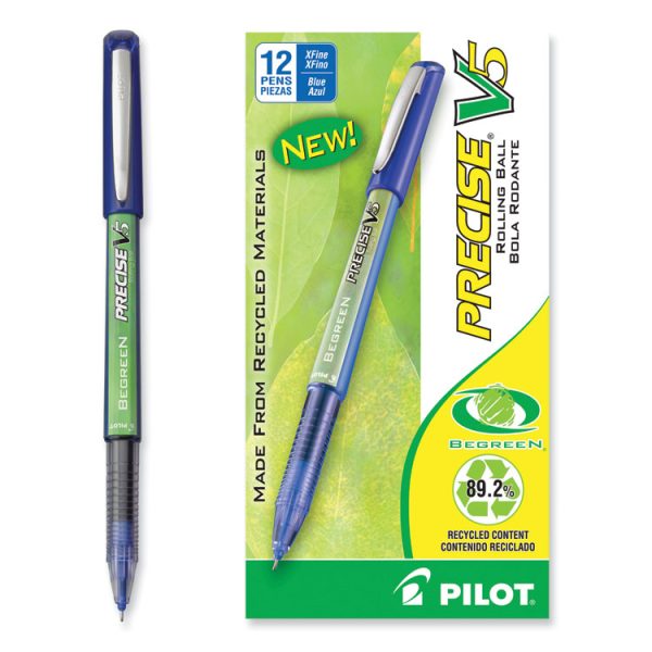 Precise V5 Begreen Roller Ball Pen, Stick, Extra-Fine 0.5 Mm, Blue Ink, Blue Barrel, Dozen - Image 4