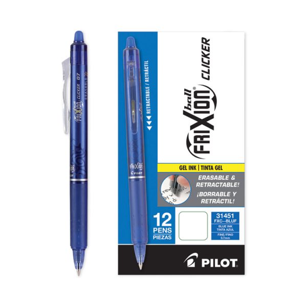 Frixion Clicker Erasable Gel Pen, Retractable, Fine 0.7 Mm, Blue Ink, Blue Barrel - Image 3