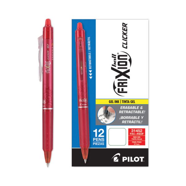 Frixion Clicker Erasable Gel Pen, Retractable, Fine 0.7 Mm, Red Ink, Red Barrel - Image 5