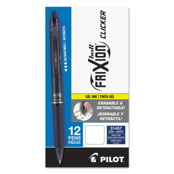 Frixion Clicker Erasable Gel Pen, Retractable, Fine 0.7 Mm, Navy Ink, Navy Barrel - Image 2