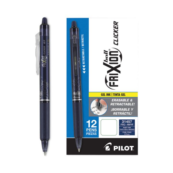 Frixion Clicker Erasable Gel Pen, Retractable, Fine 0.7 Mm, Navy Ink, Navy Barrel - Image 5