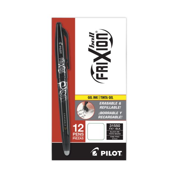 FriXion Ball Erasable Gel Pen, Stick, Fine 0.7 mm, Black Ink, Black/White Barrel - Image 2