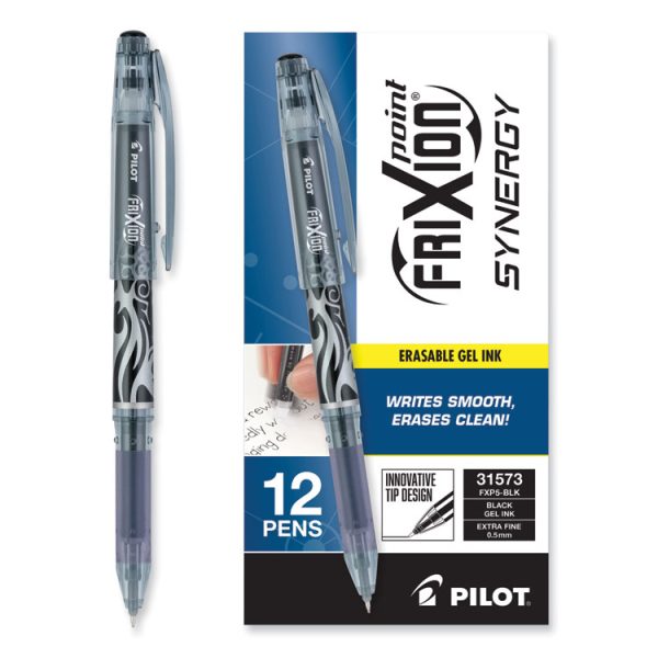 FriXion Point Erasable Gel Pen, Stick, Extra-Fine 0.5 mm, Black Ink, Black/Silver/Smoke Barrel - Image 3