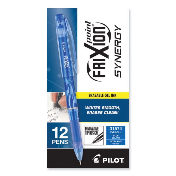FriXion Point Erasable Gel Pen, Stick, Extra-Fine 0.5 mm, Blue Ink, Blue/Silver/Transparent Blue Barrel - Image 2