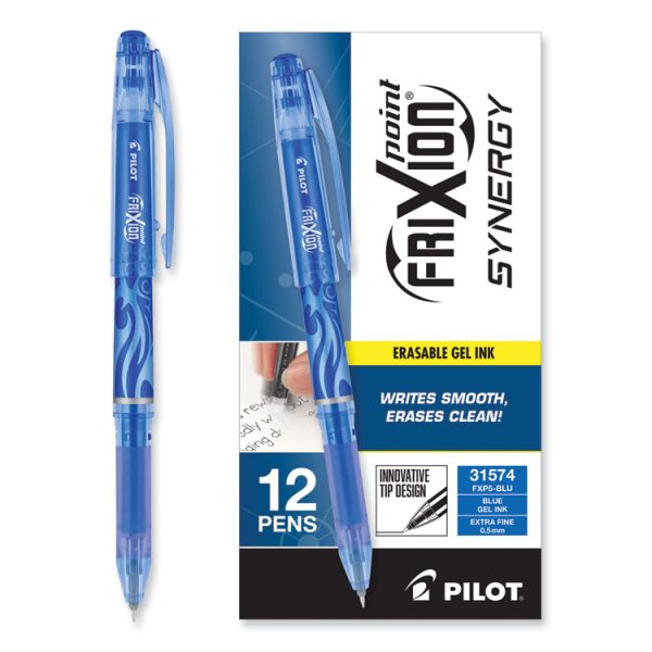 FriXion Point Erasable Gel Pen, Stick, Extra-Fine 0.5 mm, Blue Ink, Blue/Silver/Transparent Blue Barrel - Image 3