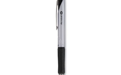 Acroball Pro Advanced Ink Hybrid Gel Pen, Retractable, Medium 1 mm, Black Ink, Silver/Black Barrel, Dozen