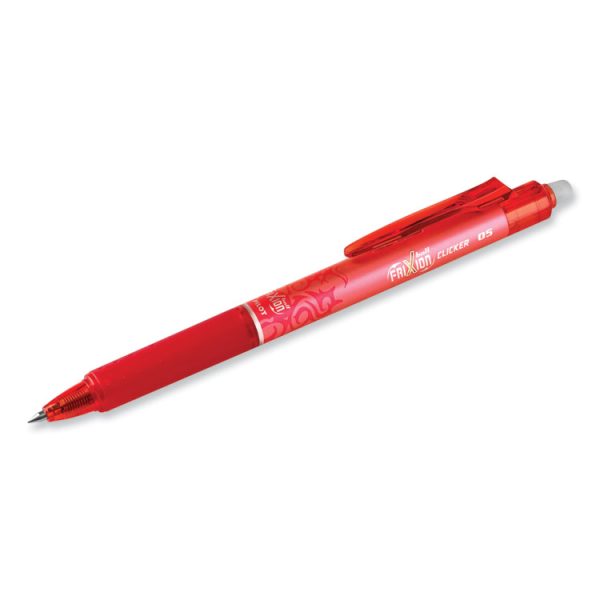 Frixion Clicker Erasable Gel Pen, Retractable, Extra-Fine 0.5 Mm, Red Ink, Red Barrel, Dozen - Image 2