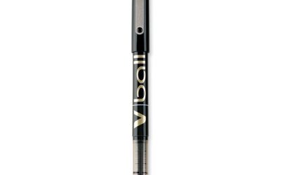 VBall Liquid Ink Roller Ball Pen, Stick, Fine 0.7 mm, Black Ink, Black/Clear Barrel, Dozen