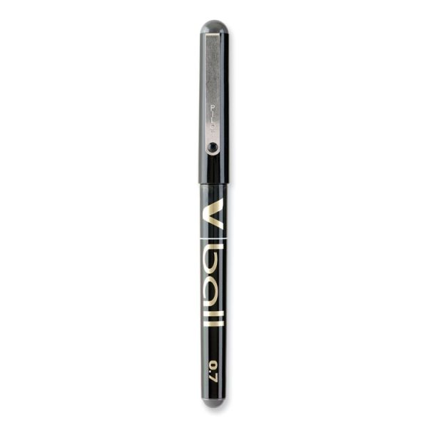 VBall Liquid Ink Roller Ball Pen, Stick, Fine 0.7 mm, Black Ink, Black/Clear Barrel, Dozen - Image 4