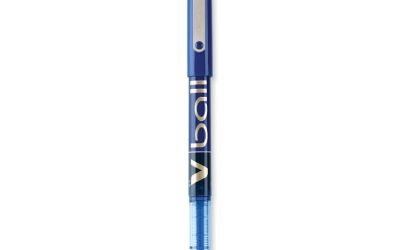 VBall Liquid Ink Roller Ball Pen, Stick, Fine 0.7 mm, Blue Ink, Blue/Clear Barrel, Dozen