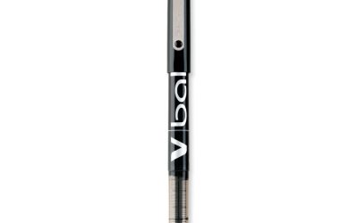 VBall Liquid Ink Roller Ball Pen, Stick, Extra-Fine 0.5 mm, Black Ink, Black/Clear Barrel, Dozen