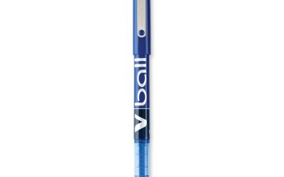 VBall Liquid Ink Roller Ball Pen, Stick, Extra-Fine 0.5 mm, Blue Ink, Blue/Clear Barrel, Dozen