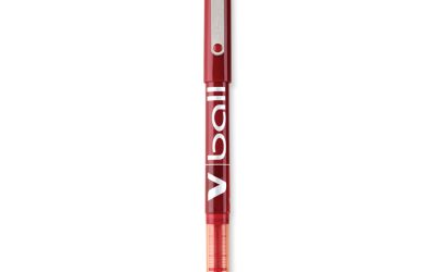 VBall Liquid Ink Roller Ball Pen, Stick, Extra-Fine 0.5 mm, Red Ink, Red/Clear Barrel, Dozen
