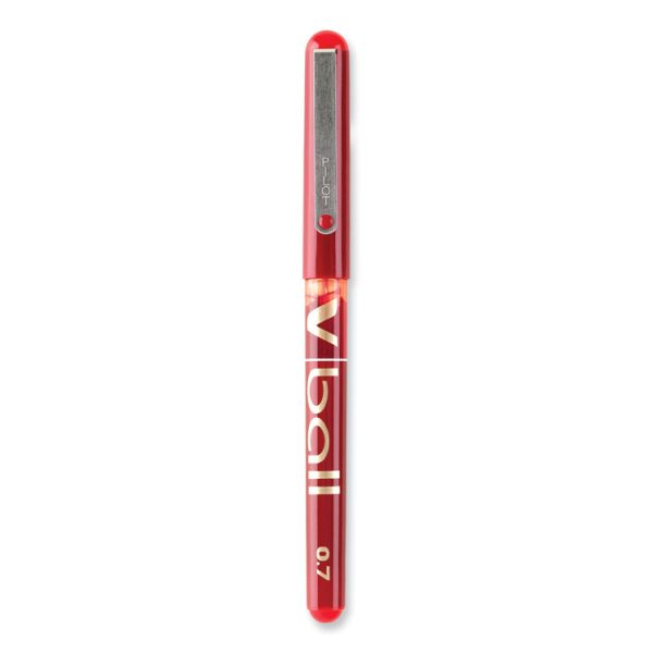 VBall Liquid Ink Roller Ball Pen, Stick, Extra-Fine 0.5 mm, Red Ink, Red/Clear Barrel, Dozen - Image 3