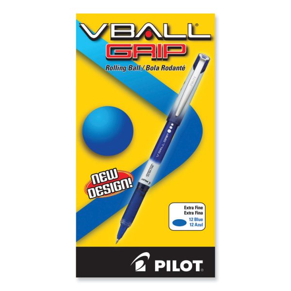 Vball Grip Liquid Ink Roller Ball Pen, Stick, Extra-Fine 0.5 Mm, Blue Ink, Blue/white Barrel, Dozen - Image 2