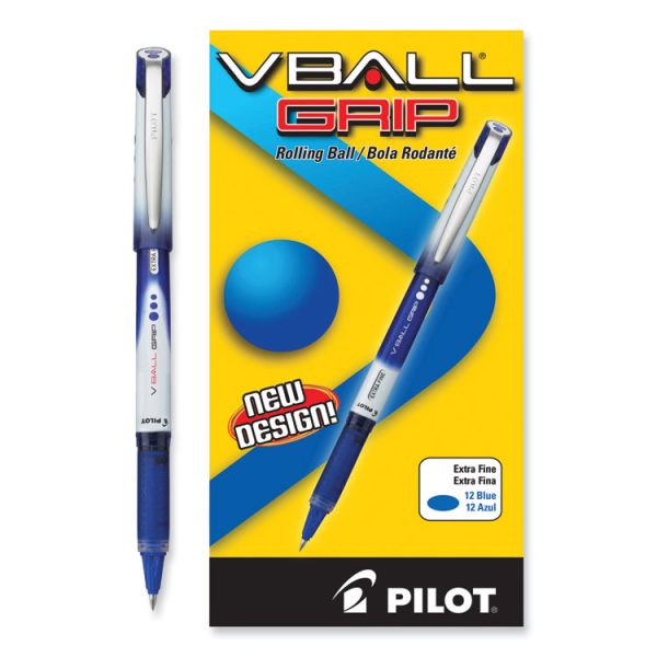 Vball Grip Liquid Ink Roller Ball Pen, Stick, Extra-Fine 0.5 Mm, Blue Ink, Blue/white Barrel, Dozen - Image 4
