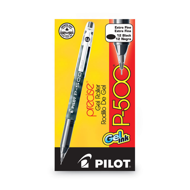 Precise P-500 Gel Pen, Stick, Extra-Fine 0.5 Mm, Black Ink, Black Barrel, Dozen - Image 2