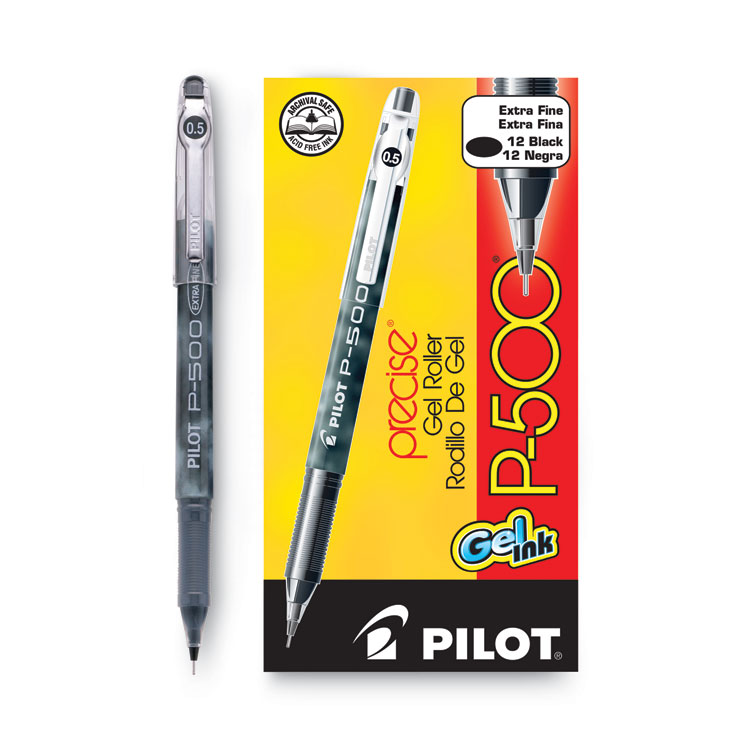 Precise P-500 Gel Pen, Stick, Extra-Fine 0.5 Mm, Black Ink, Black Barrel, Dozen - Image 4