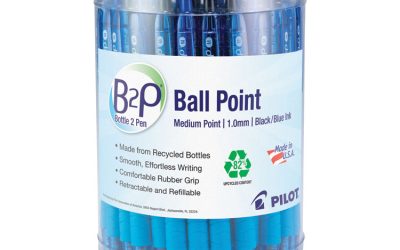 B2P Bottle-2-Pen Recycled Ballpoint Pen, Retractable, Medium 1 mm, Assorted Ink Colors, Translucent Blue Barrel, 36/Pack