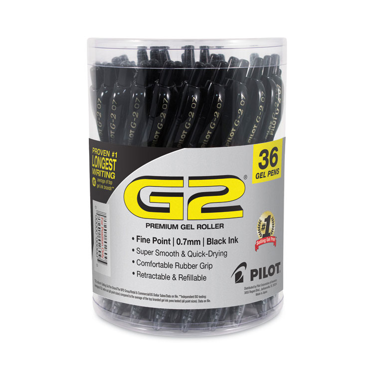 G2 Premium Gel Pen Convenience Pack, Retractable, Fine 0.7 mm, Black Ink, Smoke/Black Barrel, 36/Pack - Image 2