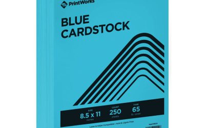Color Cardstock, 65 lb Cover Weight, 8.5 x 11, Blue, 250/Ream