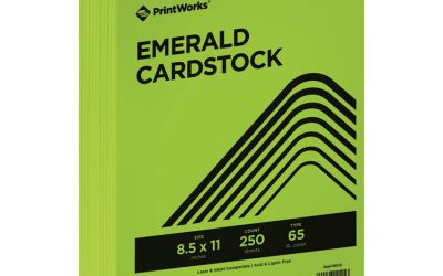 Color Cardstock, 65 lb Cover Weight, 8.5 x 11, Emerald Green, 250/Ream