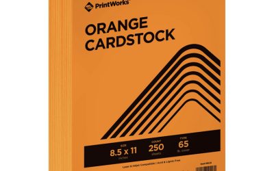 Color Cardstock, 65 lb Cover Weight, 8.5 x 11, Orange, 250/Ream