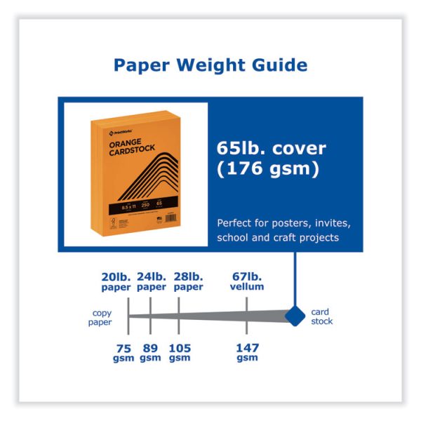 Color Cardstock, 65 lb Cover Weight, 8.5 x 11, Orange, 250/Ream - Image 3