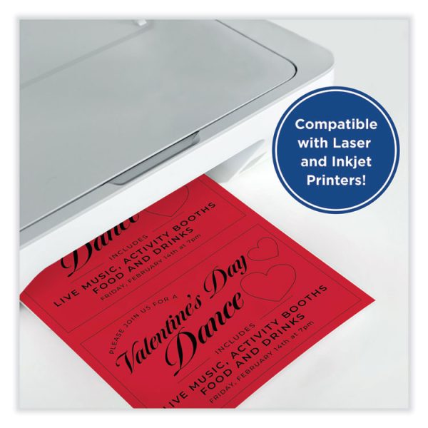 Color Cardstock, 65 lb Cover Weight, 8.5 x 11, Red, 250/Ream - Image 3