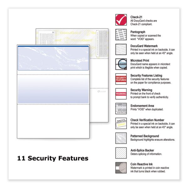Security Business Checks, 11 Features, 8.5 X 11, Blue Marble Top, 500/ream - Image 3