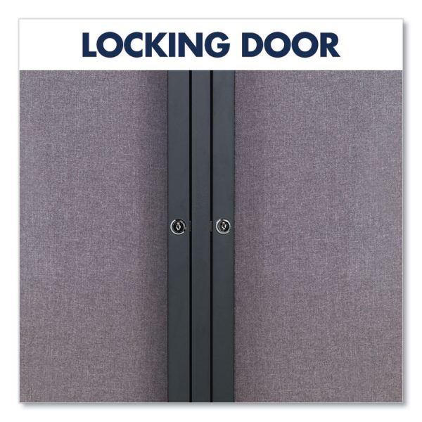 Enclosed Indoor Fabric Bulletin Board with Two Hinged Doors, 48 x 36, Gray Surface, Graphite Aluminum Frame - Image 6