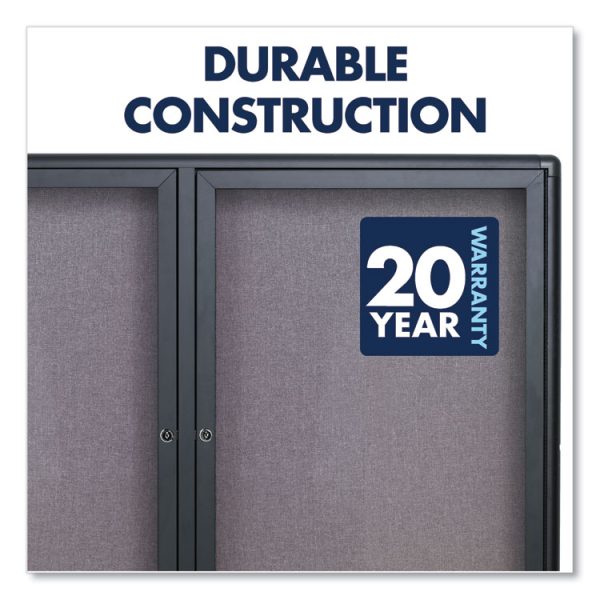 Enclosed Indoor Fabric Bulletin Board with Two Hinged Doors, 48 x 36, Gray Surface, Graphite Aluminum Frame - Image 5