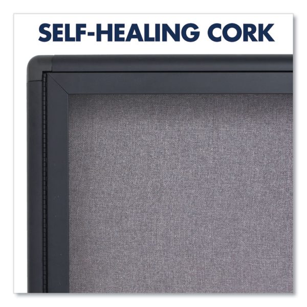 Enclosed Indoor Fabric Bulletin Board with Two Hinged Doors, 48 x 36, Gray Surface, Graphite Aluminum Frame - Image 4