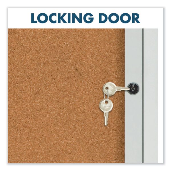 Enclosed Indoor Cork Bulletin Board with Three Hinged Doors, 72 x 36, Tan Surface, Silver Aluminum Frame - Image 5