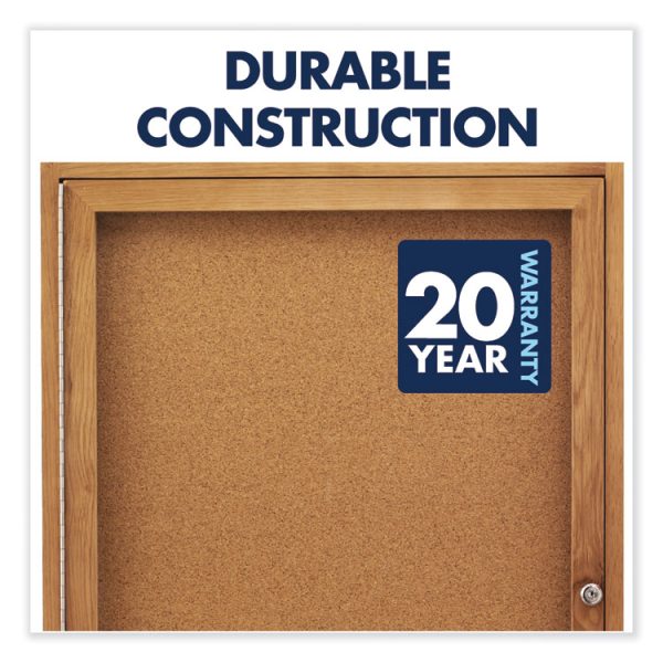 Enclosed Indoor Cork Bulletin Board with Two Hinged Doors, 48 x 36, Tan Surface, Oak Fiberboard Frame - Image 4