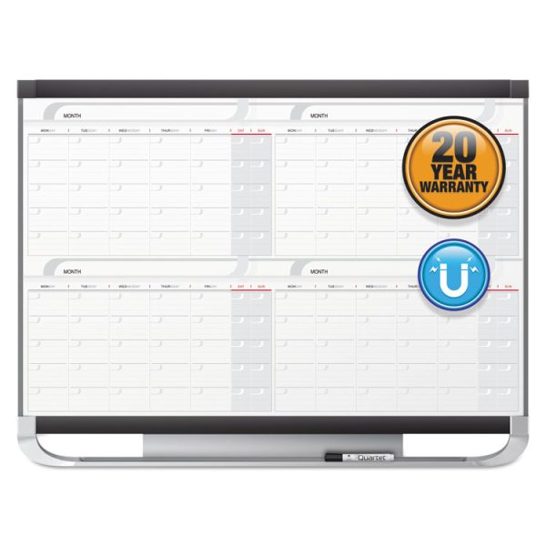 Prestige 2 Magnetic Total Erase Four-Month Calendar, 48 x 36, White Surface, Graphite Fiberboard/Plastic Frame - Image 2