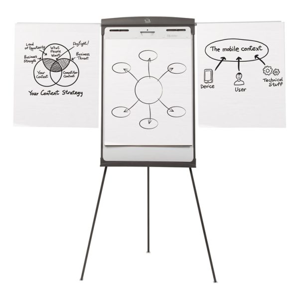 Magnetic Dry Erase Easel, 27 x 35, Graphite Surface, Graphite Plastic Frame - Image 3