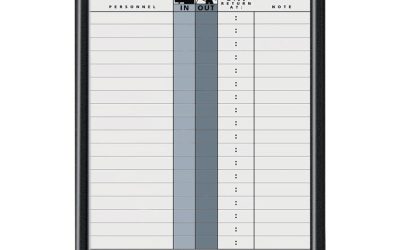 Employee In/Out Board, 11 x 14, Porcelain White/Gray Surface, Black Plastic Frame
