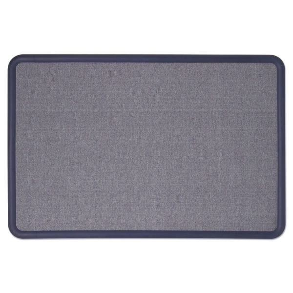 Contour Fabric Bulletin Board, 36 x 24, Light Blue Surface, Navy Blue Plastic Frame - Image 7