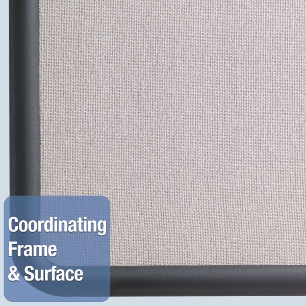 Contour Fabric Bulletin Board, 36 X 24, Gray Surface, Black Plastic Frame - Image 4