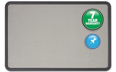 Contour Fabric Bulletin Board, 48 X 36, Gray Surface, Black Plastic Frame