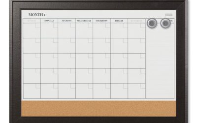 Home Decor Magnetic Combo Dry Erase Board with Cork Board on Bottom, 23 x 17, Tan/White Surface, Espresso Wood Frame