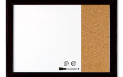 Home Decor Magnetic Combo Dry Erase Board with Cork Board on Side, 23 x 17, Tan/White Surface, Black Wood Frame