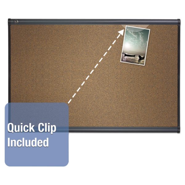 Prestige Colored Cork Bulletin Board, 36 x 24, Brown Surface, Graphite Gray Fiberboard/Plastic Frame - Image 2
