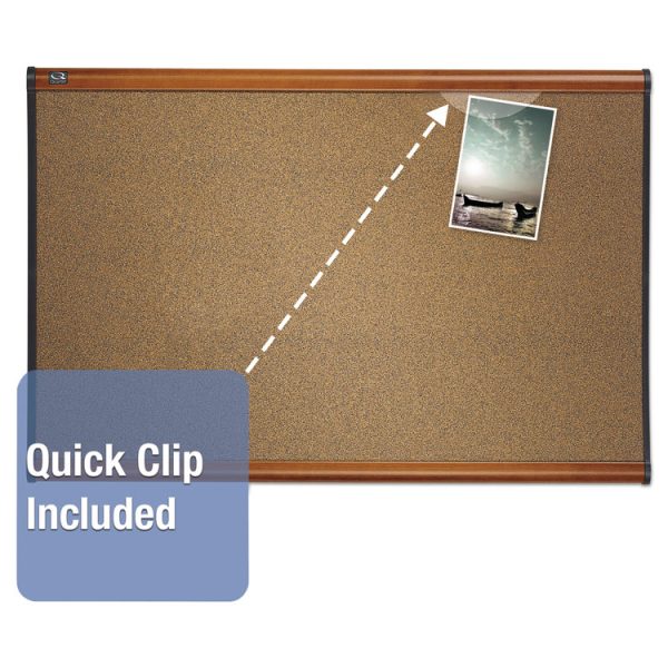 Prestige Colored Cork Bulletin Board, 36 x 24, Brown Surface, Light Cherry Fiberboard/Plastic Frame - Image 2