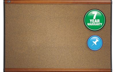 Prestige Colored Cork Bulletin Board, 48 x 36, Brown Surface, Light Cherry Fiberboard/Plastic Frame