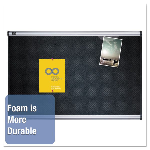 Prestige Embossed Foam Bulletin Board, 36 x 24, Black Surface, Silver Aluminum Frame - Image 3