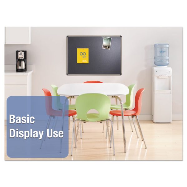 Prestige Euro-Style Embossed Foam Bulletin Board, 36 x 24, Black Surface, Euro Titanium Aluminum Frame - Image 6