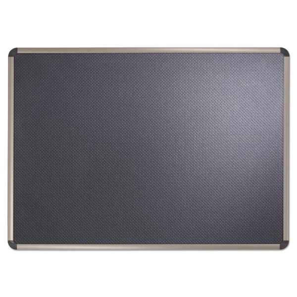 Prestige Euro-Style Embossed Foam Bulletin Board, 36 x 24, Black Surface, Euro Titanium Aluminum Frame - Image 2
