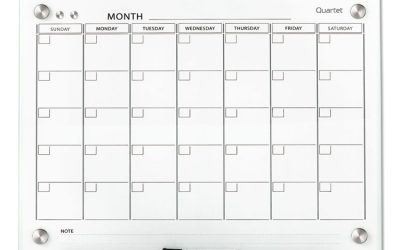 Infinity Magnetic Glass Calendar Board, One Month, 24 x 18, White Surface